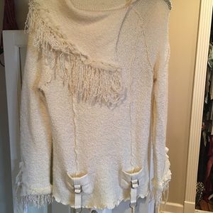 White Fringe boho sweater size L